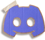 The Discord logo, cut out of cardboard.