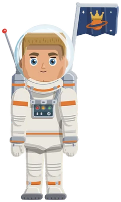 The Spaceman: an astronaut in a white suit with a flag on the backpack.