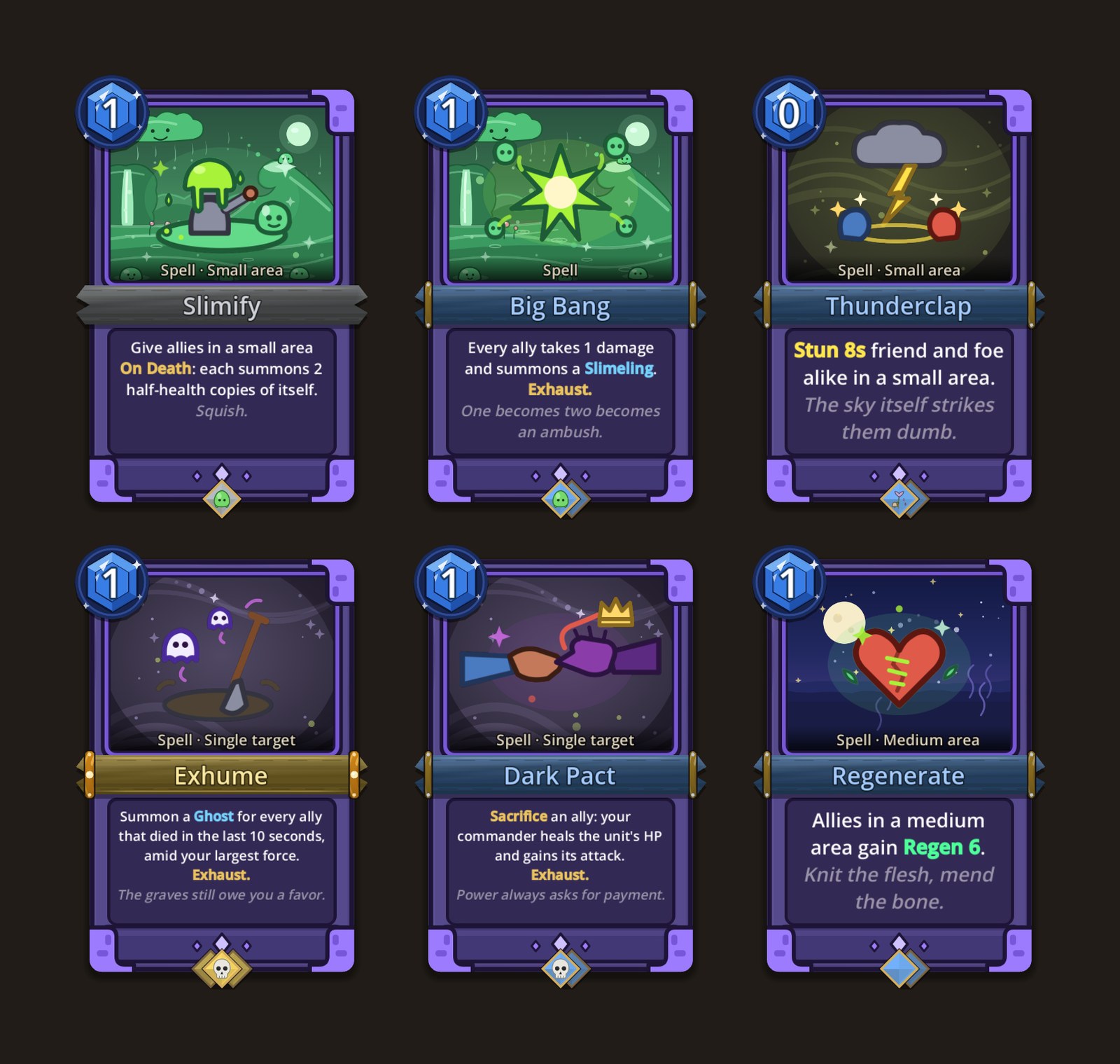 Six of the twenty-three new spell faces