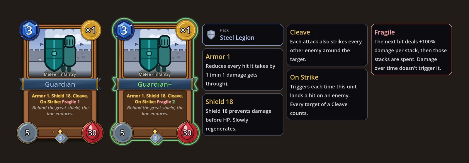 The upgrade preview laid over a card in hand