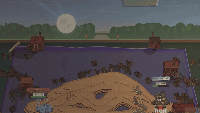 Wally's last stand: the moon turns red, bare black trees grow up round the mat, and claw marks tear down his lanes