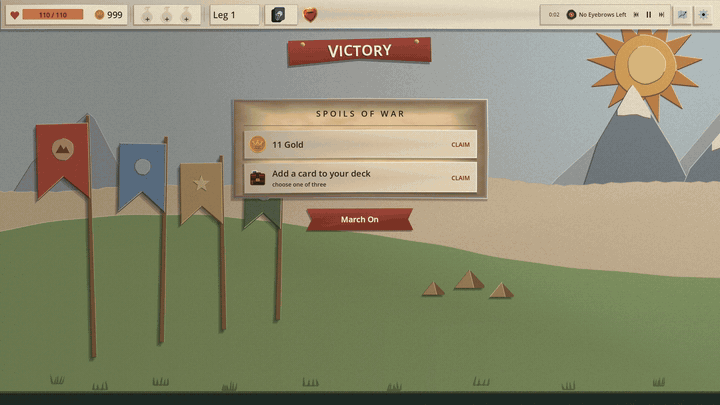 The victory spoils screen crumples into a paper ball that is thrown off, with the act chart already underneath