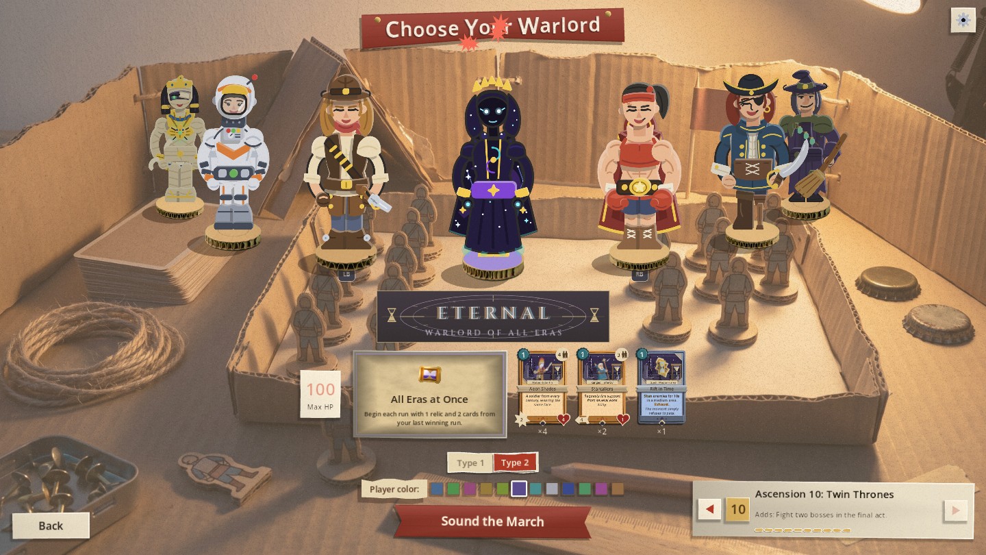 Choose Your Warlord with the Eternal in front and the row of twelve player colour swatches