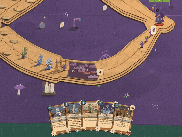 A Hex Wisp dies beside a line of Knights and its Searing Brand curse rises out of it to full reading size on a thread, holds, then dives into the hand as a sixth card