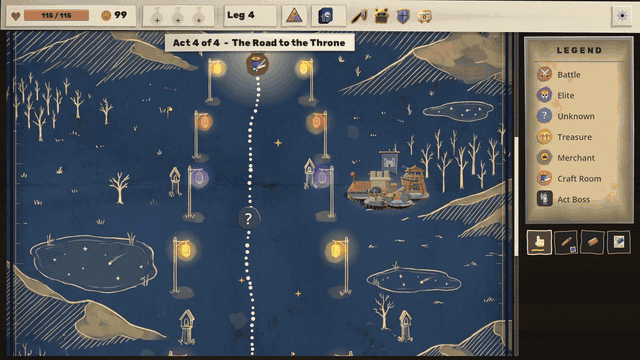 The warlord walks up the chart to a pillared hall at the top. The chart splits down the road and opens like two doors onto the desk, and a midnight blue mat with a figure eight of roads is let down onto it