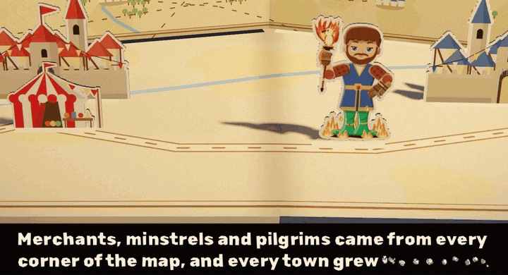 A close view of a pop-up page with the caption under it. The first sentence fills two lines, then it clears and the next sentence starts on its own