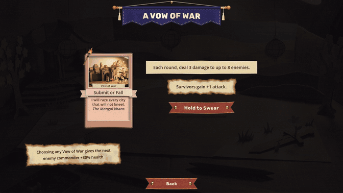 The hold fills and a lantern on the left lights up the dark room. The card flies into the war corner of the triangle, which turns orange, and then the room clears away to the battle table, where the mat drops in and the lanes rise